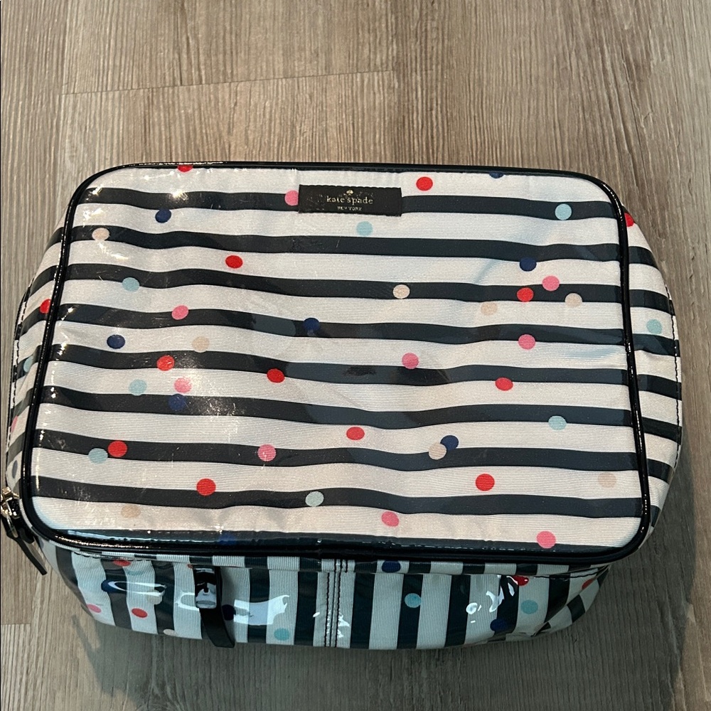 Kate Spade Black and White Striped Dotted Bag
